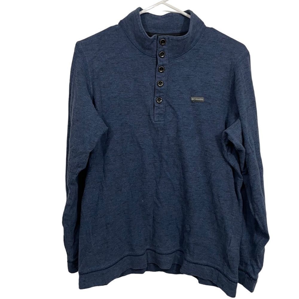 Columbia Navy Blue Button Up Pullover Sweater